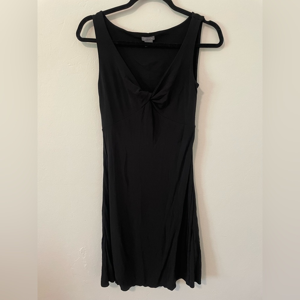 Ann Taylor black dress with knot style detailing